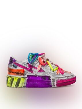 Strong- Rainbow Riot sneakers by Cristian Zerotre. NIB